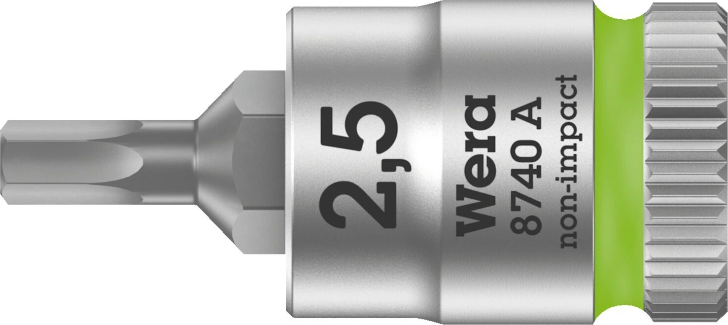 Wera Zyklop 1/4" Hex socket bit - Metric, Gray, 2.5 mm, Chrome