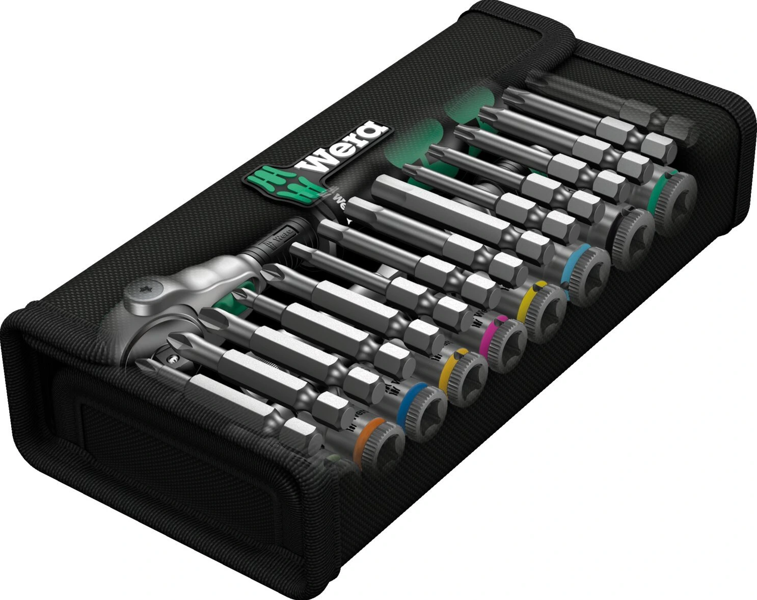 Wera Zyklop ratchet kit 28 pcs. 1/4" drive Metric sizes, Green, 152 mm, Chrome