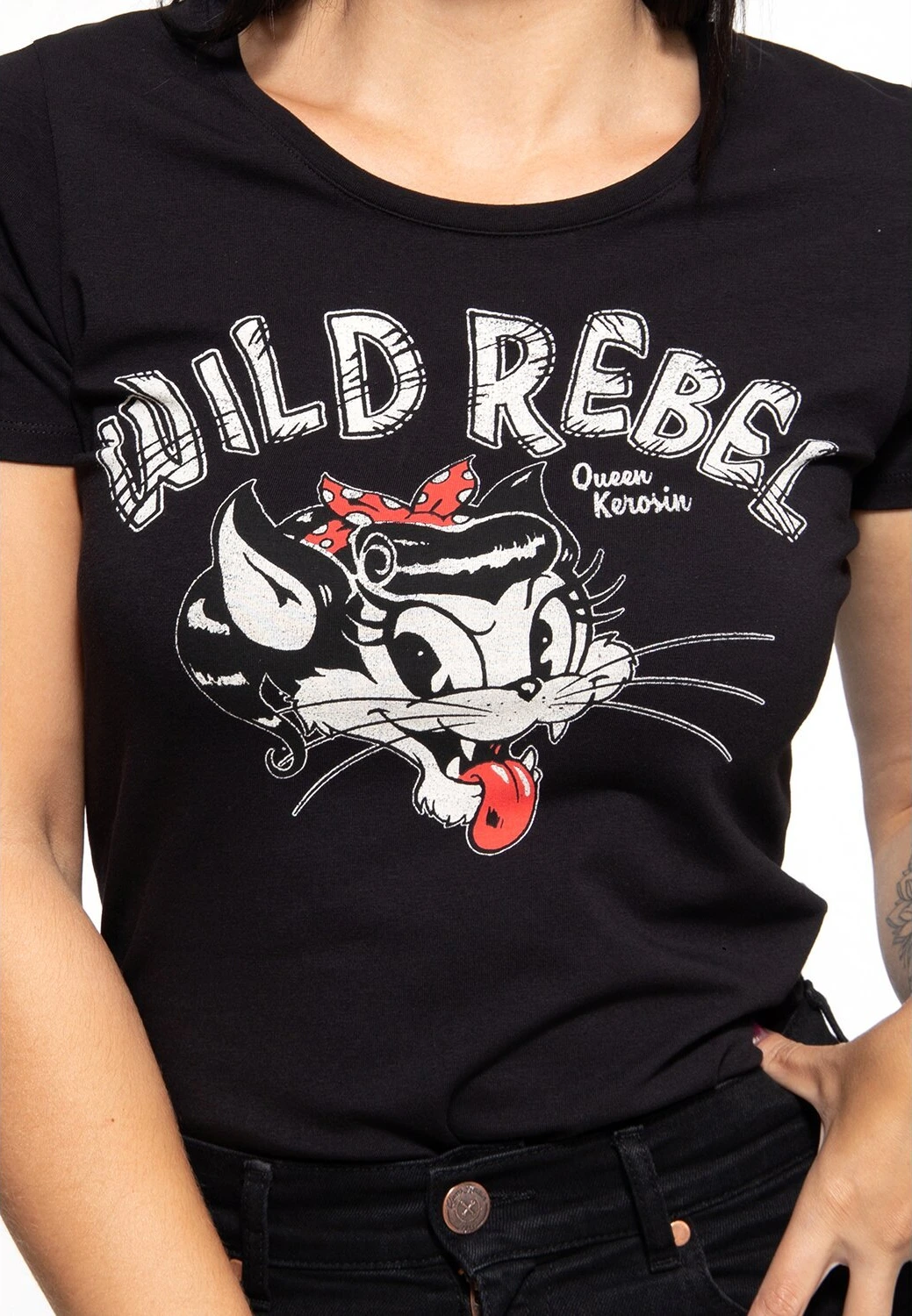 Queen Kerosin Wild Rebel t-shirt, Black, M