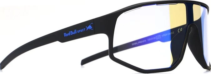 Spect Red Bull Dash Pro Sunglasses Soft Black w Photochromic Blue Mirror lens