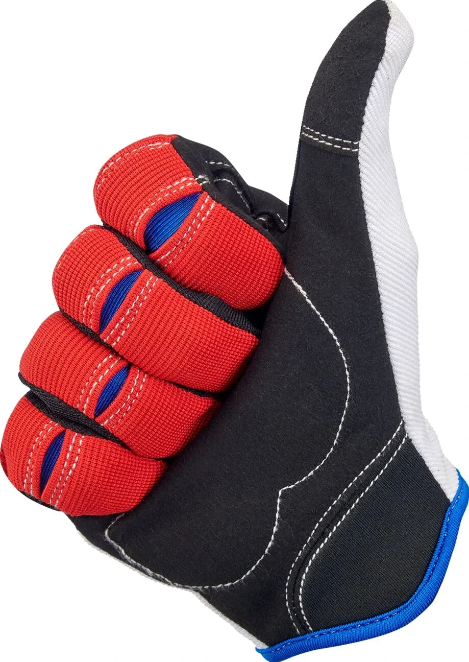 GLOVES MOTO RD/WH/BL SM