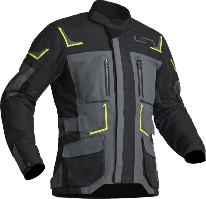 Lindstrands Textile Jacket Myrvik Grey/Black/Yellow 56
