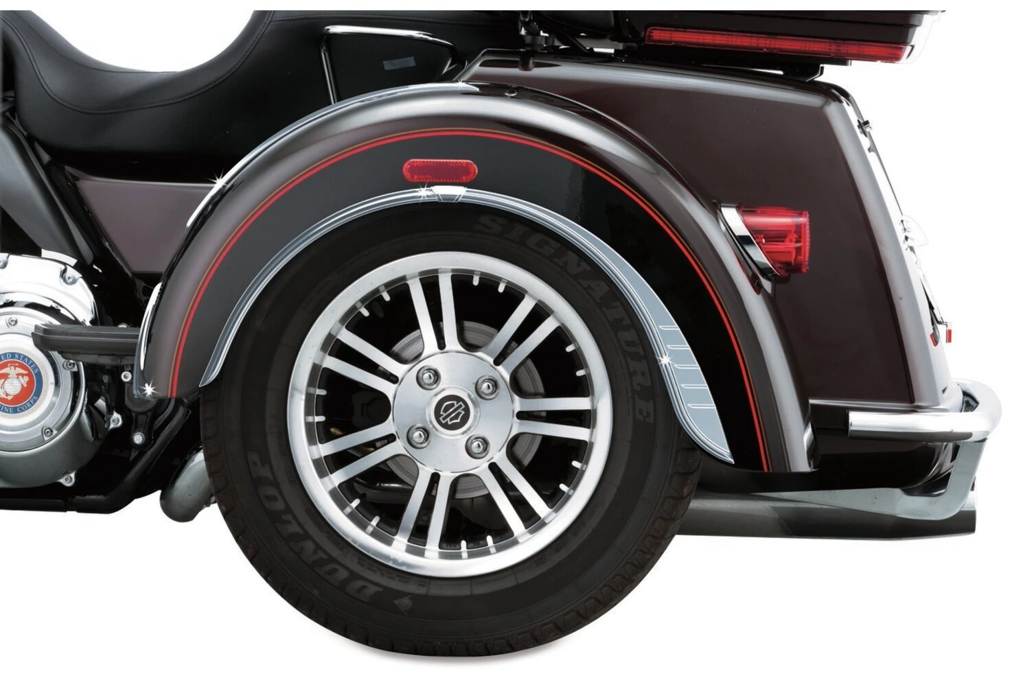 Kuryakyn, Trike rear fender accents, Unpainted, Chrome
