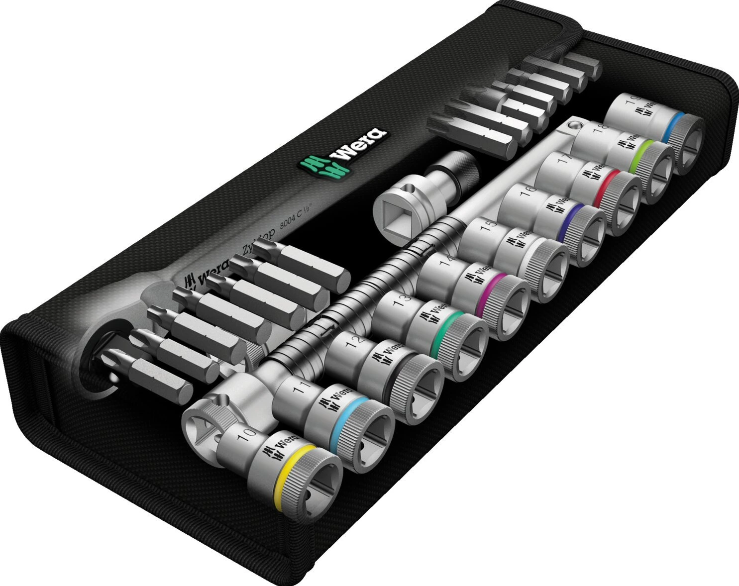 Wera Zyklop metal ratchet switch kit 1/2" drive Metric sizes, Chrome