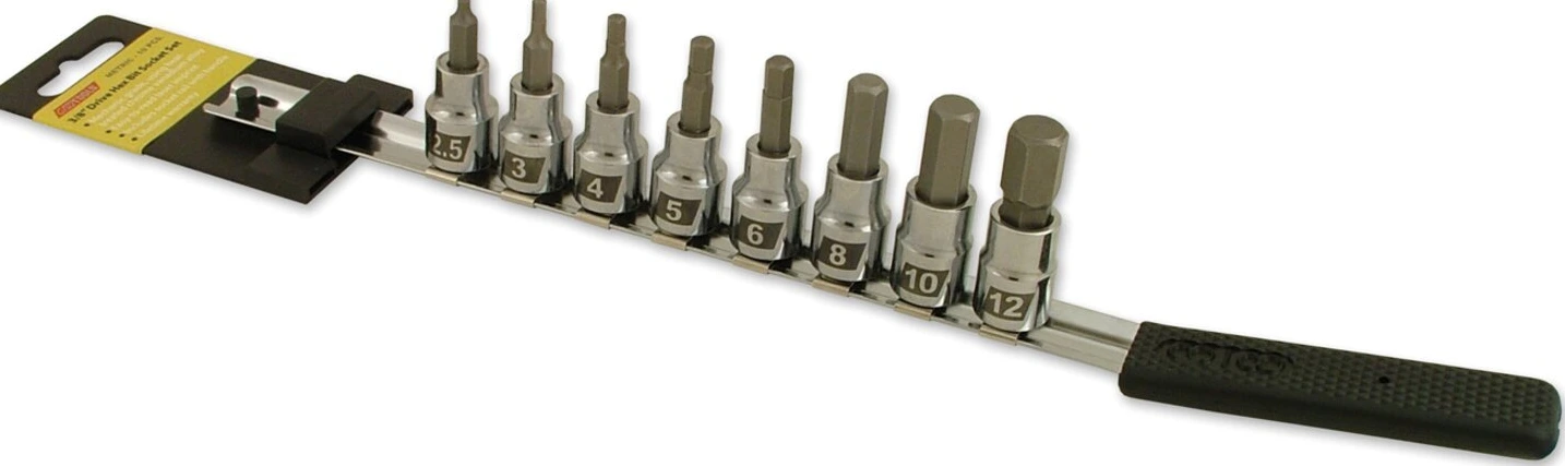 Cruztools, šešiakampių lizdų antgalių rinkinys. 3/8" pavara, 12 mm