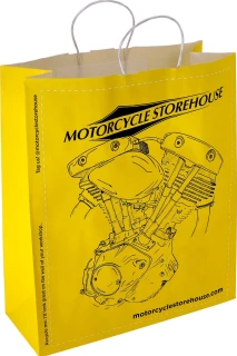 Motorcycle storehouse, logo carrier bag paper