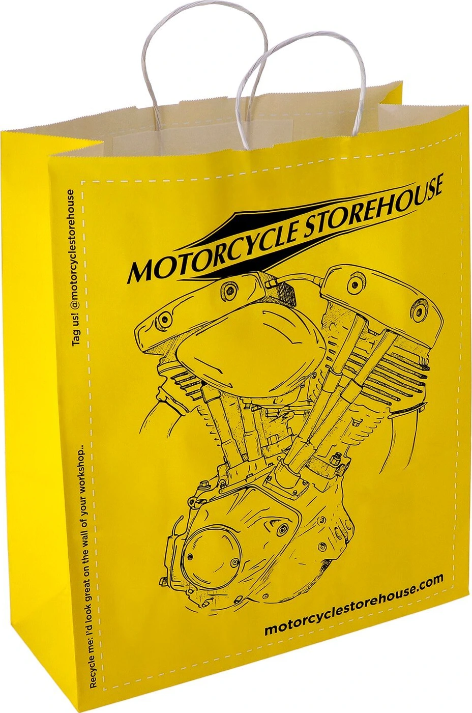 Motorcycle storehouse, logo carrier bag paper