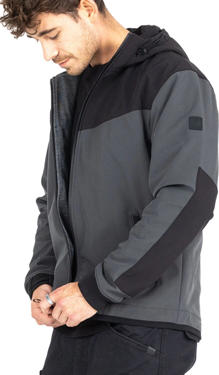 John Doe Hoodie V3 Softshell Rip-Stop, grey, Black, 2XL