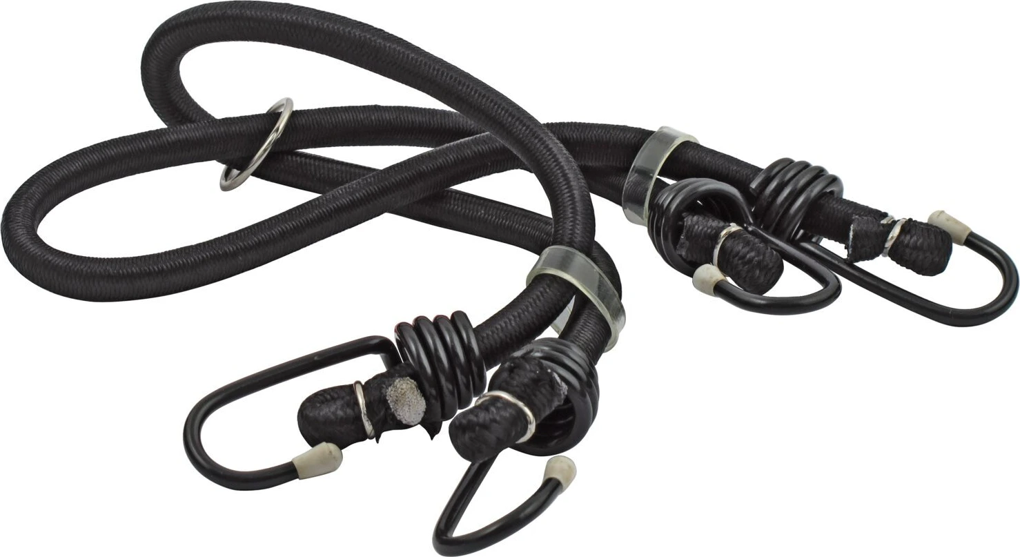 Bungee cords, 22" (55cm) x 11mm thick. 4 hooks, Black