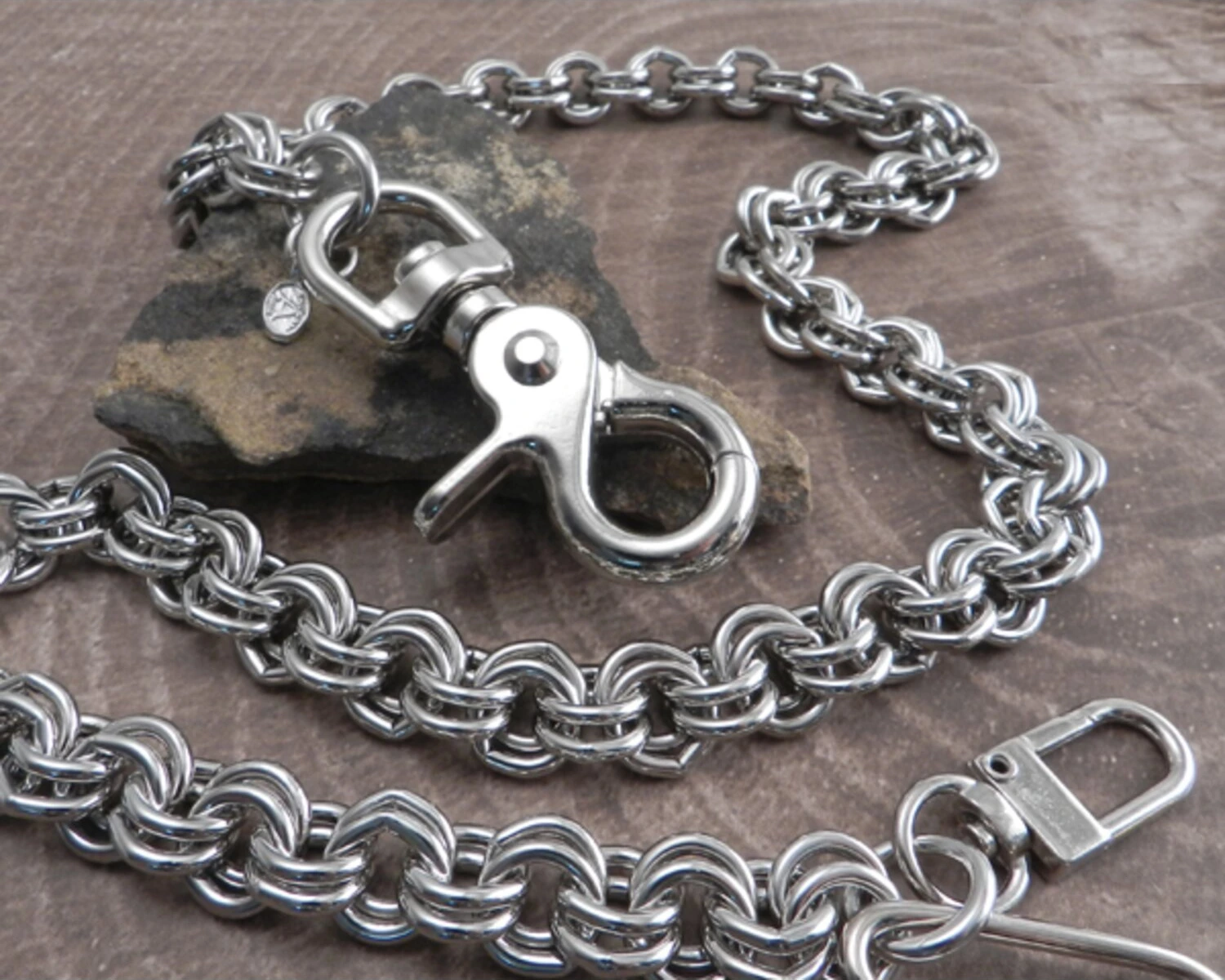 Amigaz Double Ring Wallet Chain 22", Silver