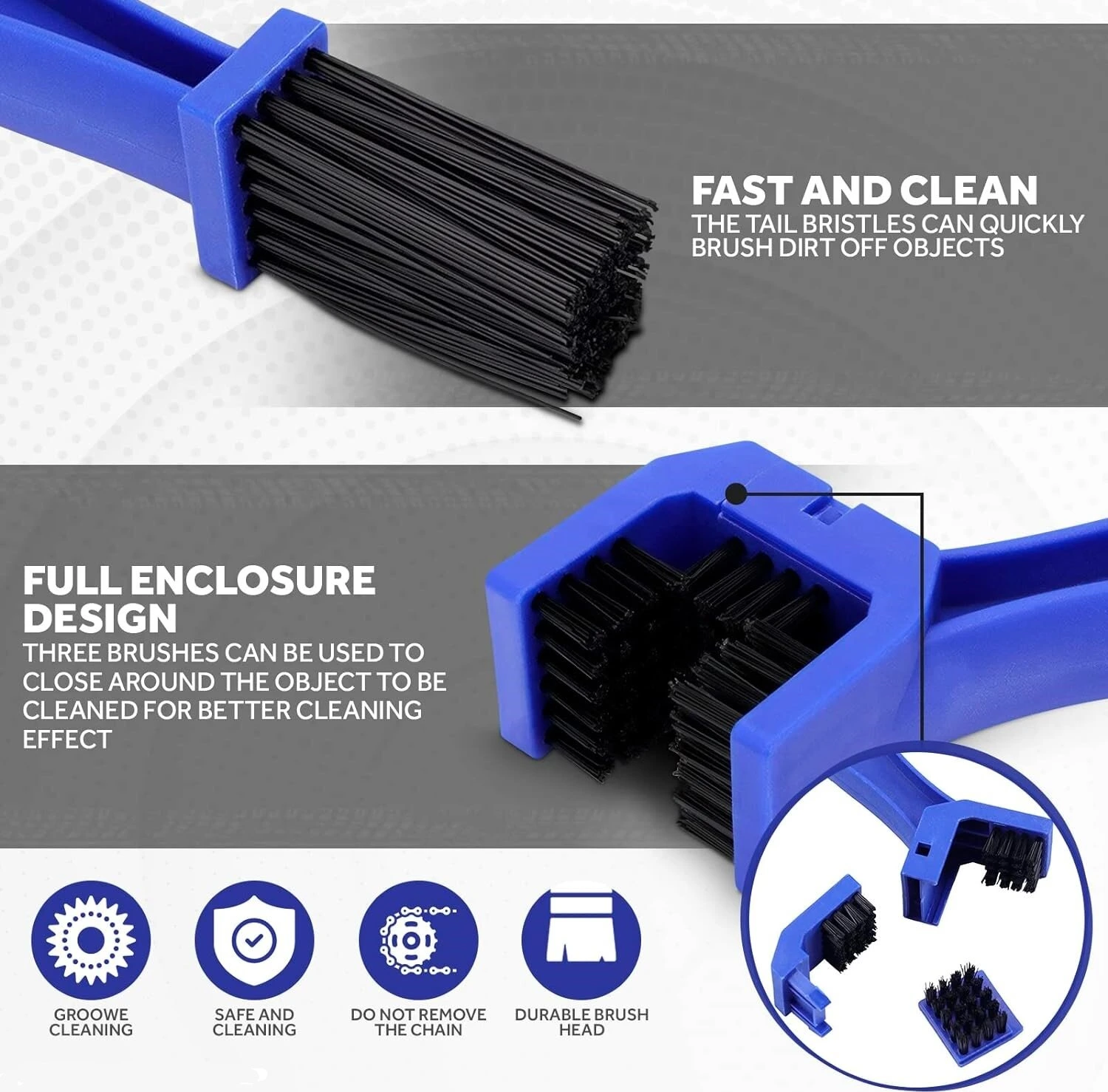 Motorcycle chain cleaning brush