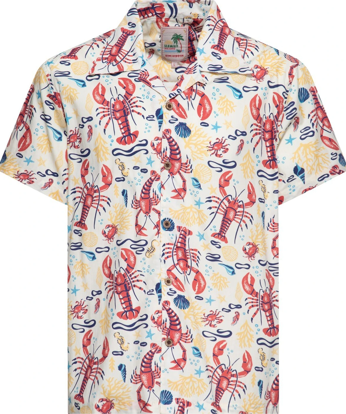 King Kerosin Deep Sea Hawaii shirt, off White, White, L
