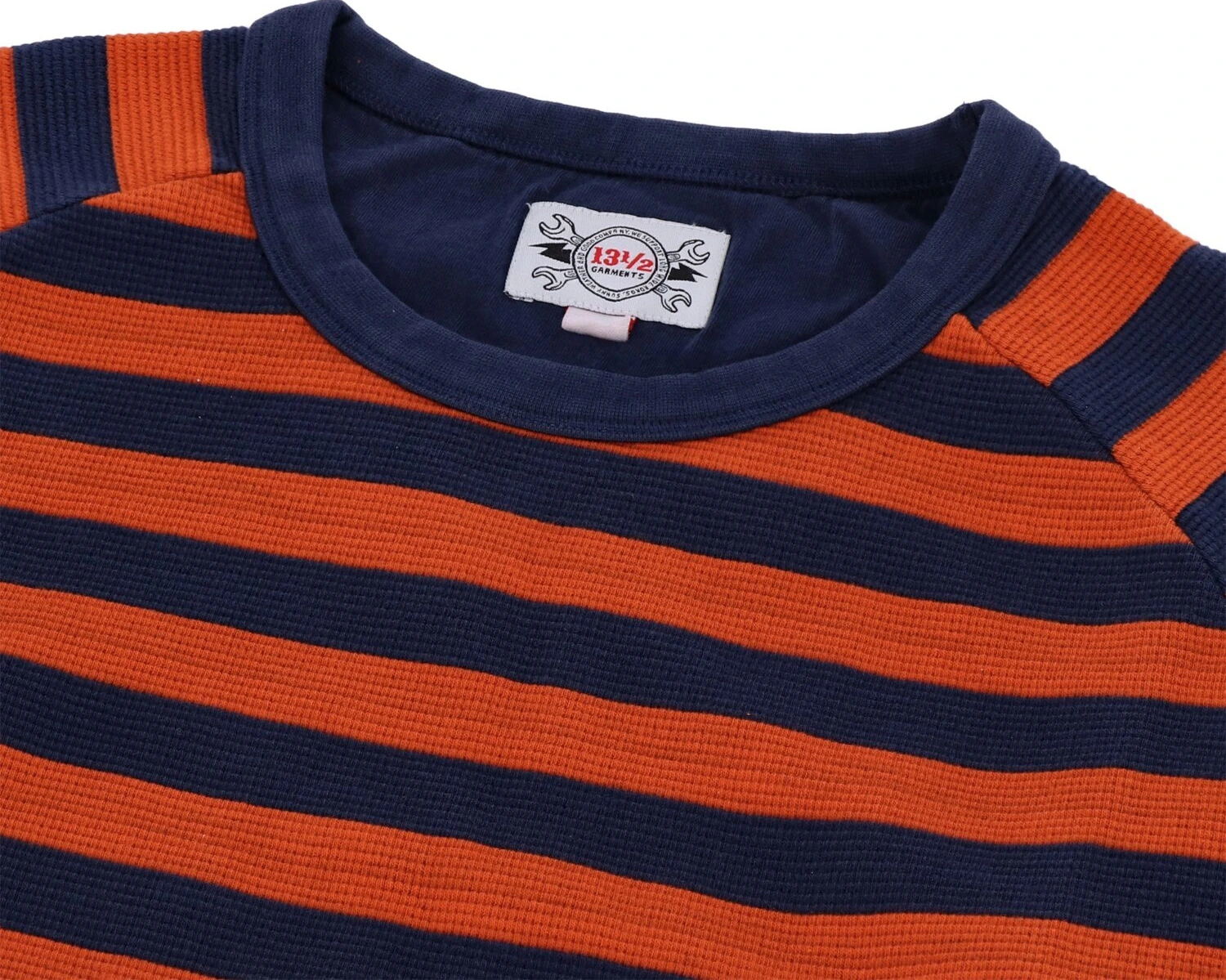13 1/2 Waffle jersey, Orange, navy, S