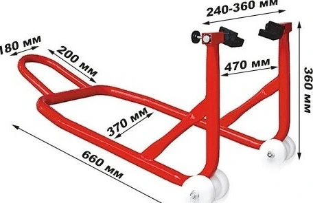 Motorcycle support stand for rear wheel
