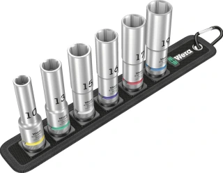 Wera, socket belt with 1/2" drive hex deep sockets - Metric