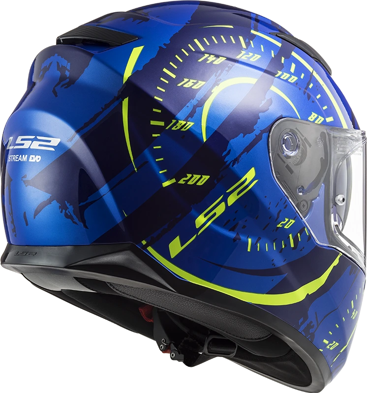 LS2 FF320 STREAM EVO Tach helmet - Gloss Blue Hi-vis Yellow, M
