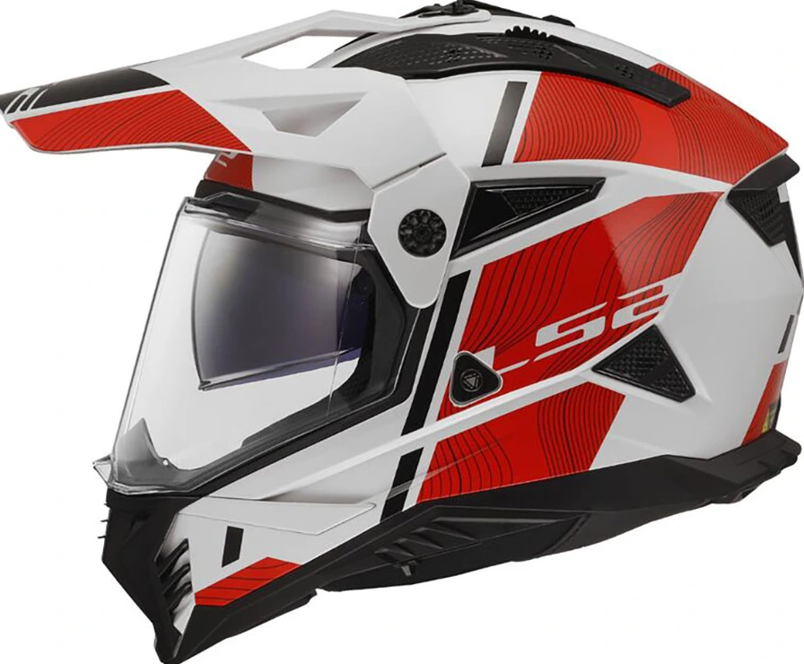 LS2 MX702 PIONEER II HILL helmet - White Red, S