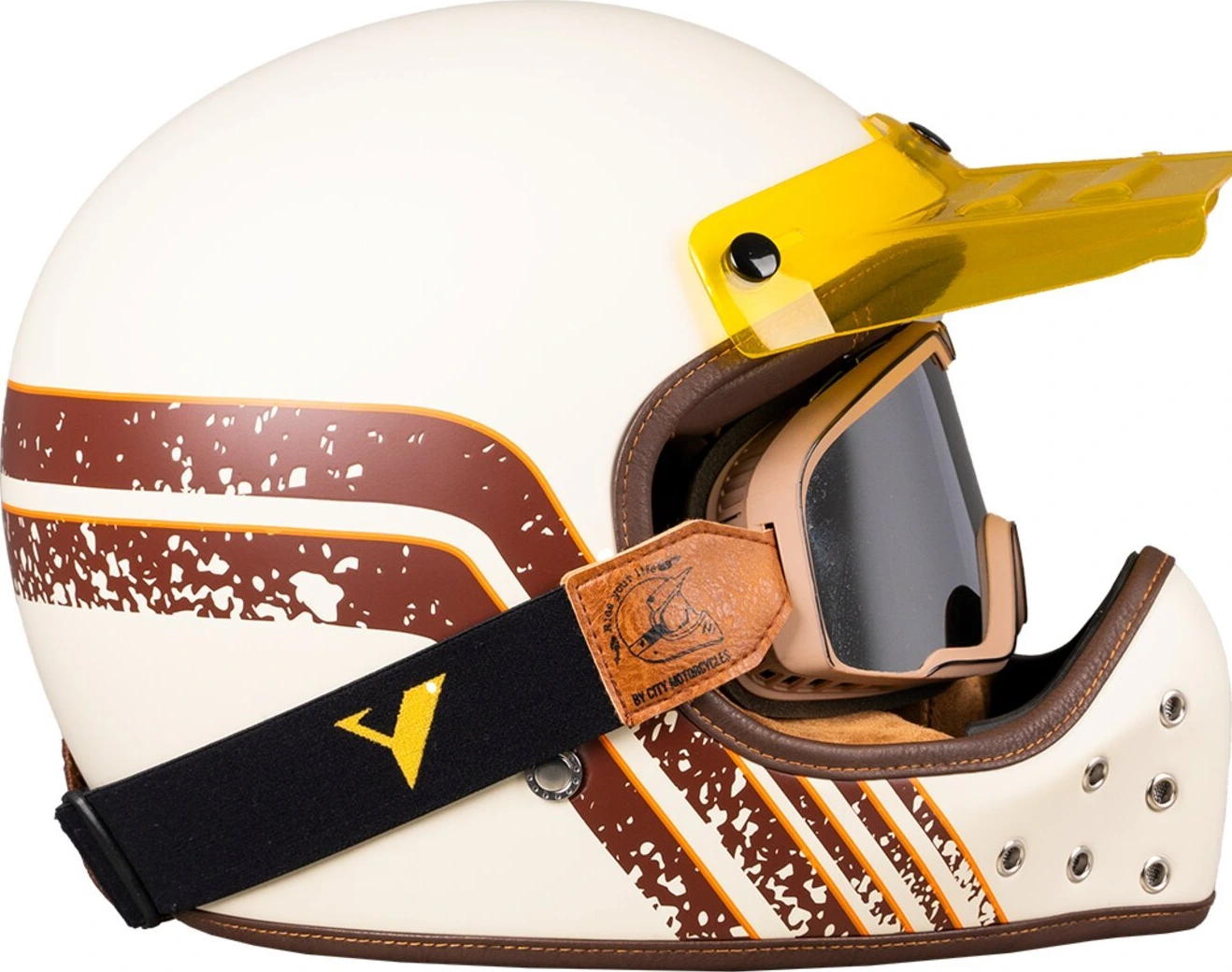 By City The Rock helmet, stripe Beige, L, Matte