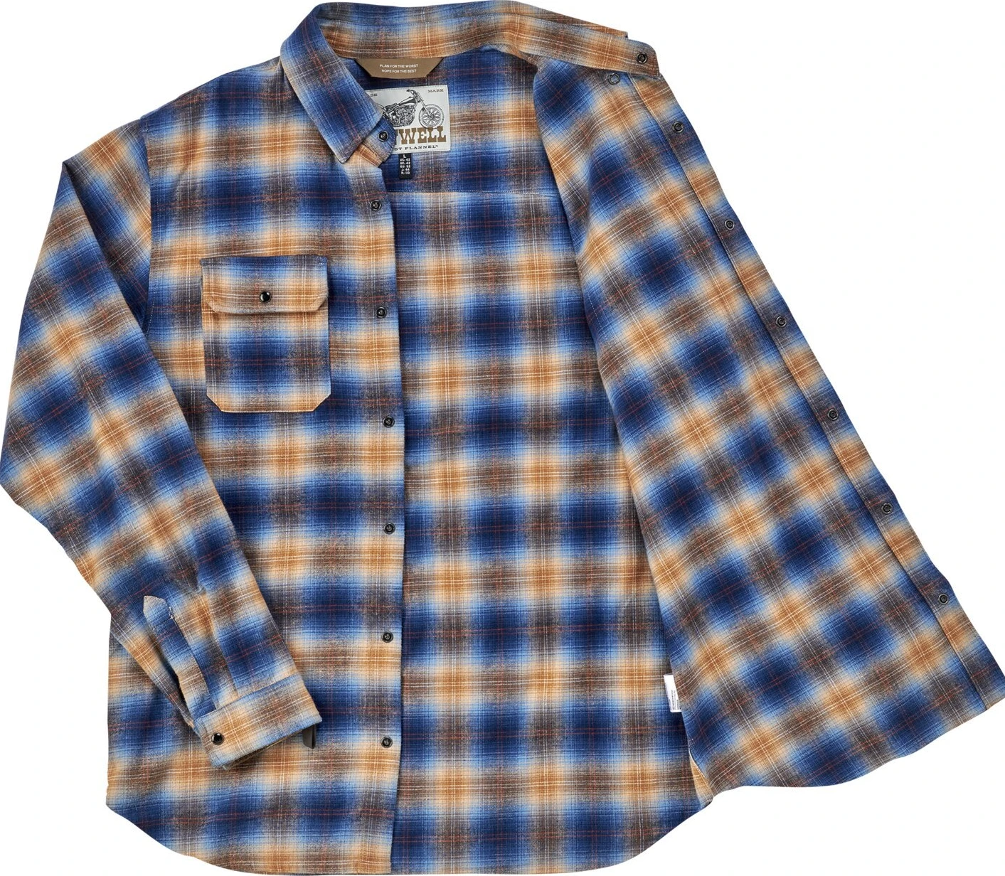 Biltwell HI Test Flannel shirt, baja Blue, 3XL