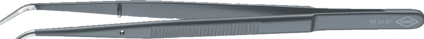 Knipex precision tweezers with 45° angeled tips, Black, 155 mm