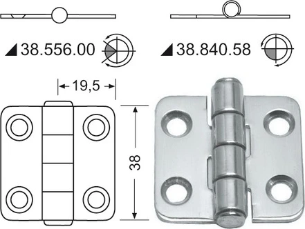 S.S hinge 38x39 mm