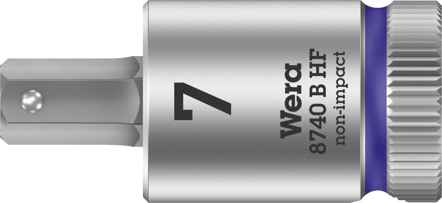 Wera Zyklop 3/8" Hex socket bit with holding function Metric, 7 mm, Brushed
