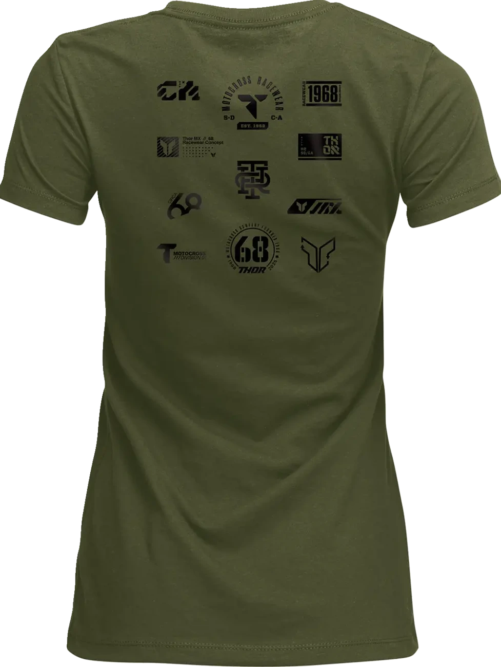 TEE WOMENS PATCHED UP MIL GRN SM