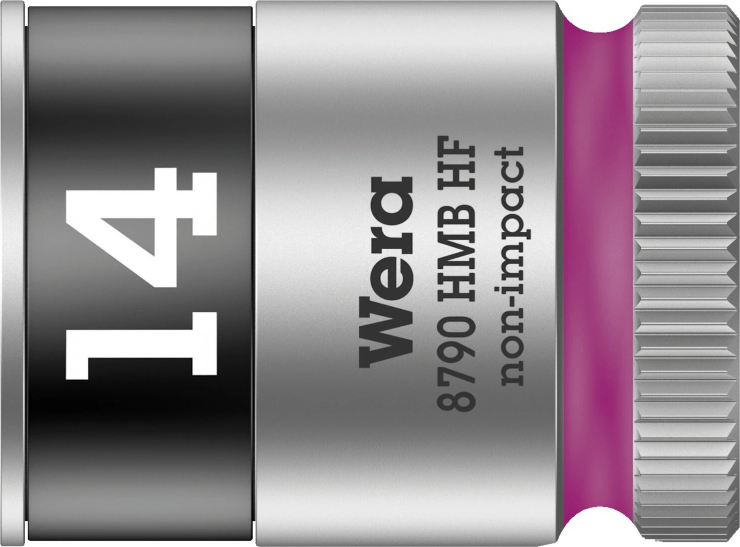 Wera Zyklop 3/8" socket with holding function - Metric 14.0, Gray, 14 mm, Chrome