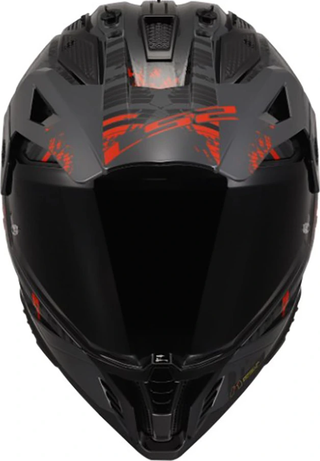 LS2 MX702 PIONEER II CRAZY helmet - XS, Matt Black Red
