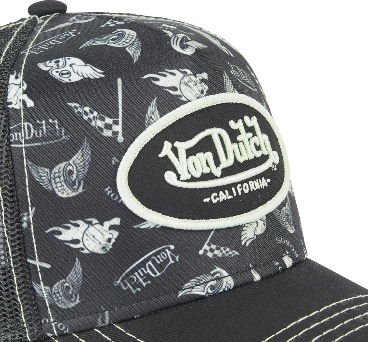 Von Dutch Lifestyle cap graphic design, Black, white