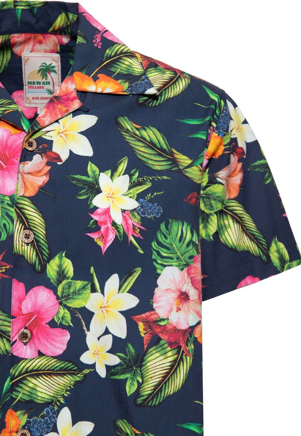 King Kerosin Tropcial flowers hawaii shirt, Multi-color, M