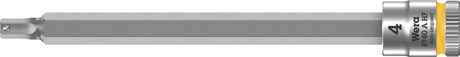 Wera Zyklop 1/4" Hex socket bit w/ holding function - Metric, 4 mm, Brushed
