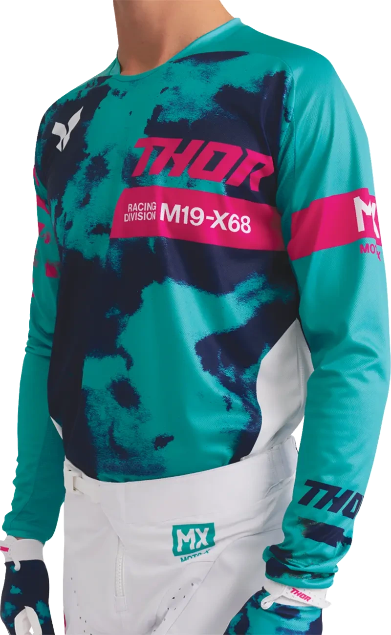 JERSEY LAUNCHMODE BLEACH WHT/AQ S