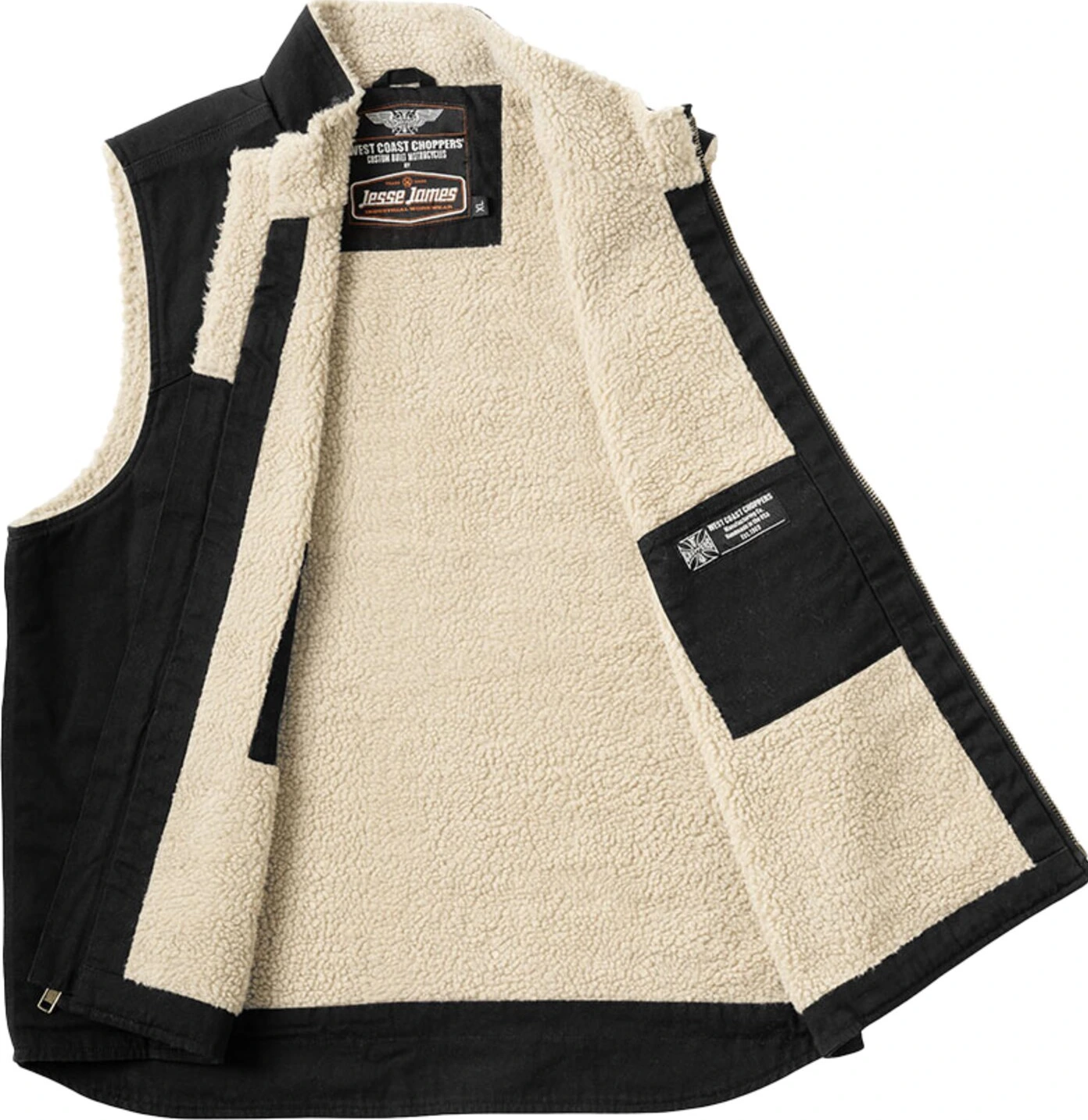 WCC Sherpa Lined Canvas Workvest, Black, L