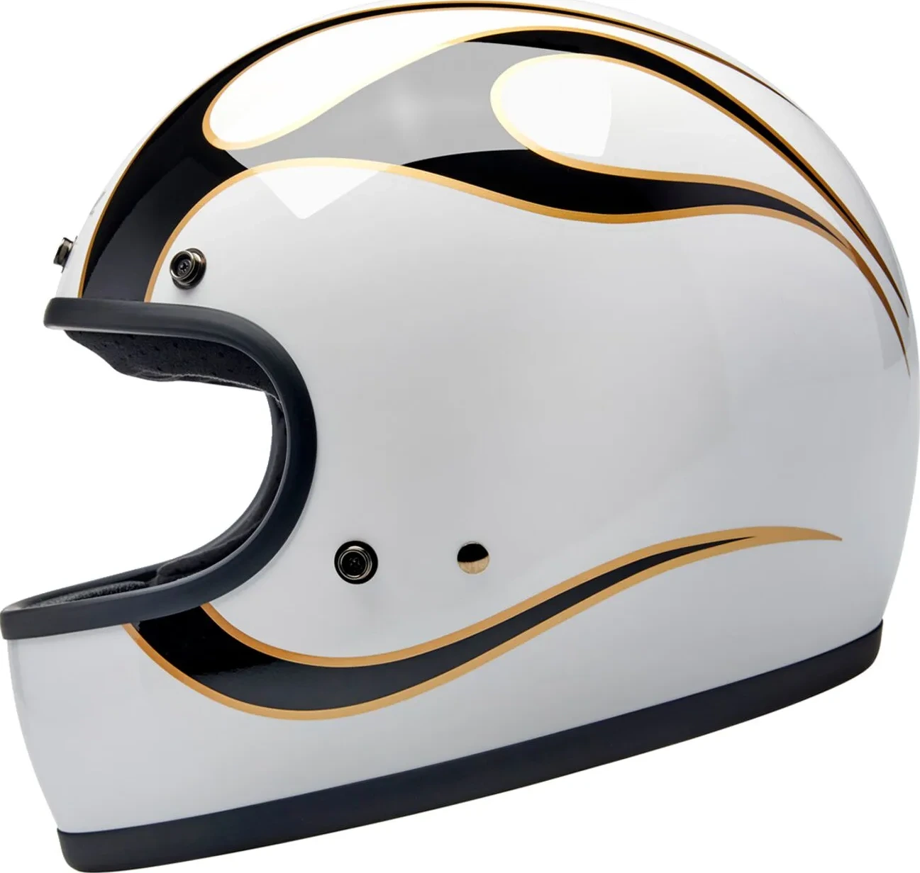 HELMET GRINGO GLOSS WHITE/BLACK W/ FLAMES FLAM SM