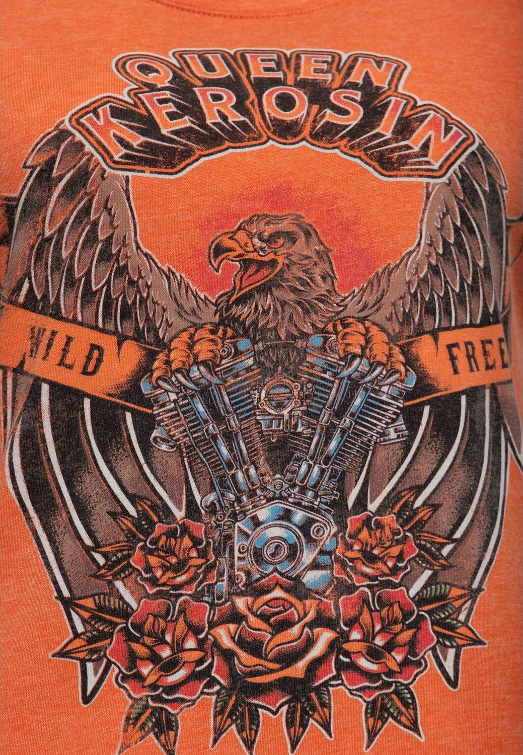 Queen Kerosin Wild & Free t-shirt harvest pumpkin, Orange, S