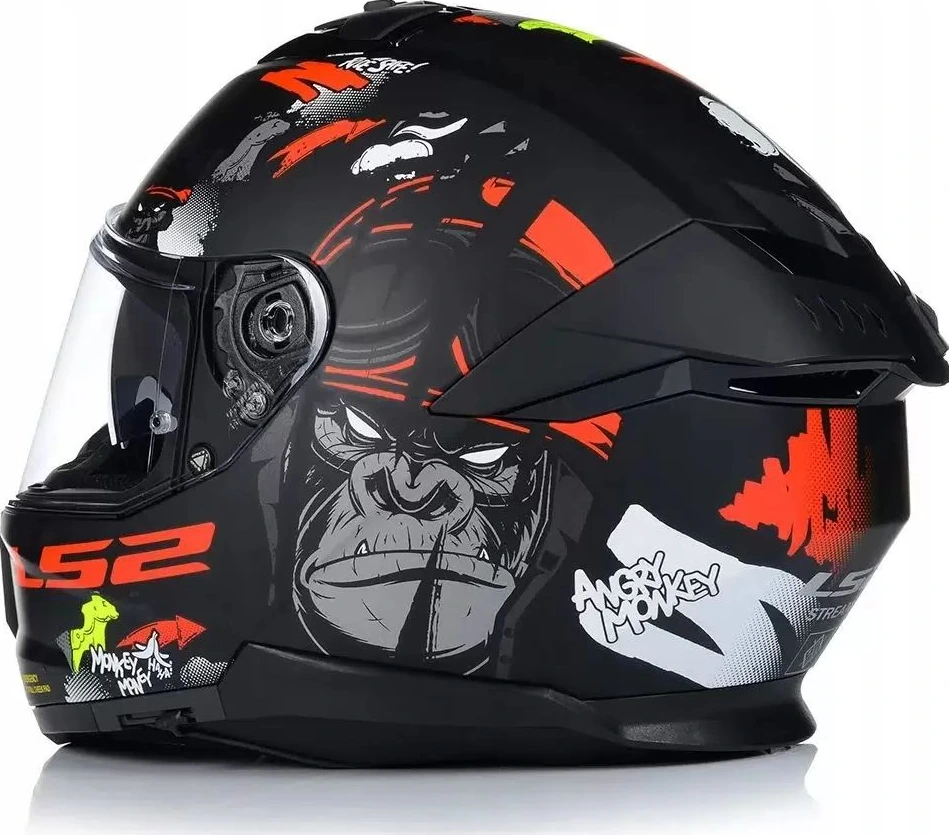 LS2 FF808 STREAM II ANGRY MONKEY helmet - S, Matt Black Red