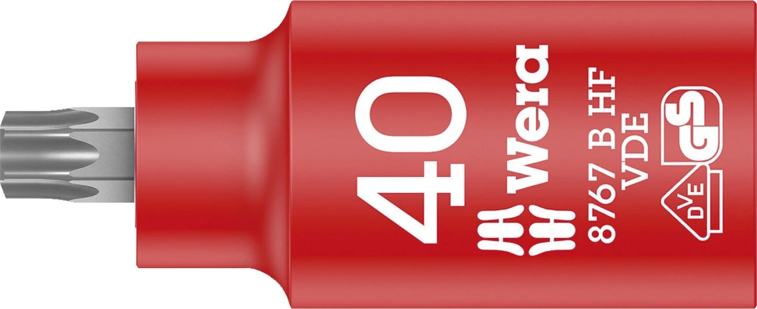 Wera HF Torx bit socket, insulated, size TX40, Red, 55 mm