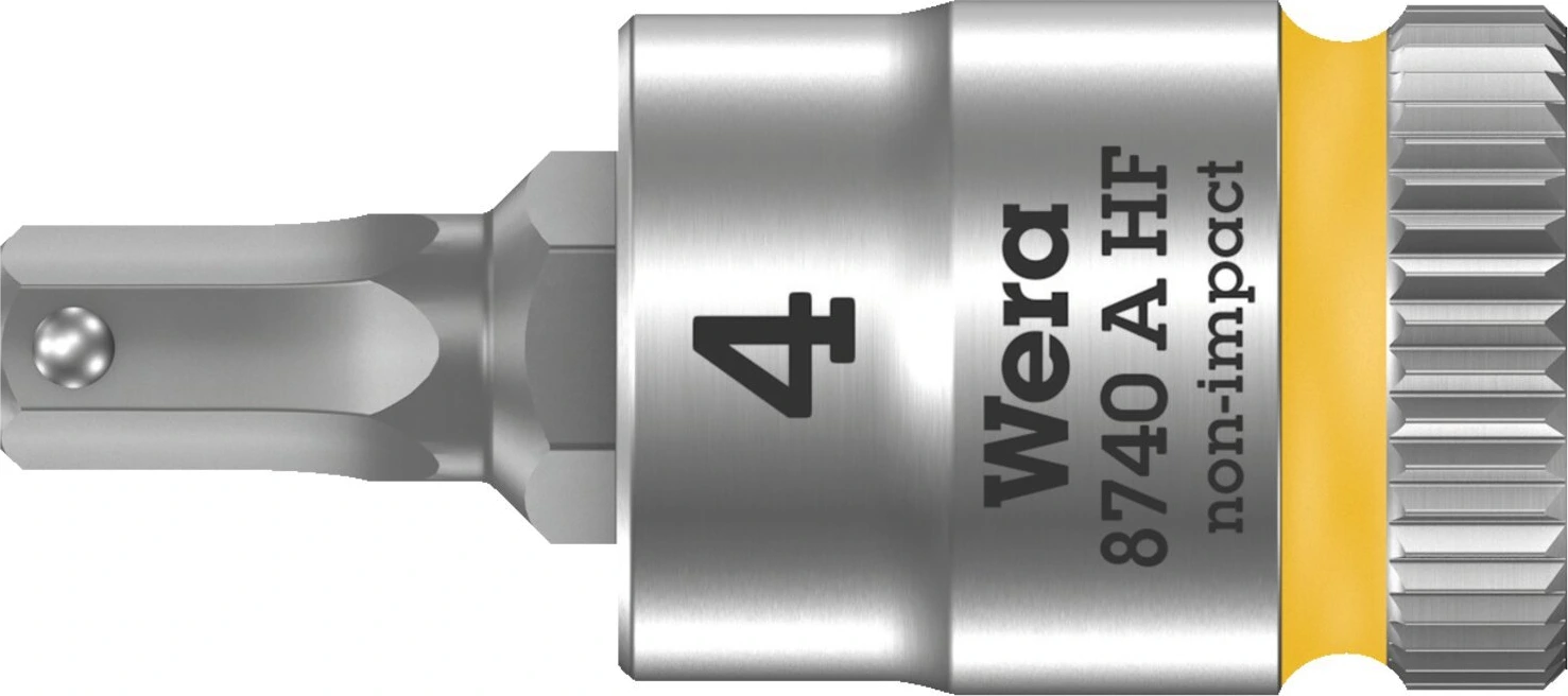 Wera Zyklop 1/4" Hex socket bit w/ holding function - Metric, 4 mm, Brushed