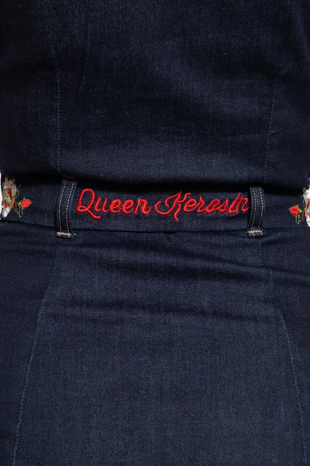 Queen Kerosin Swing Denim dress dark blue, L