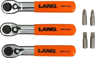 Lang Tools, mini reketinis veržliaraktis su antgaliais. Smulkus dantis