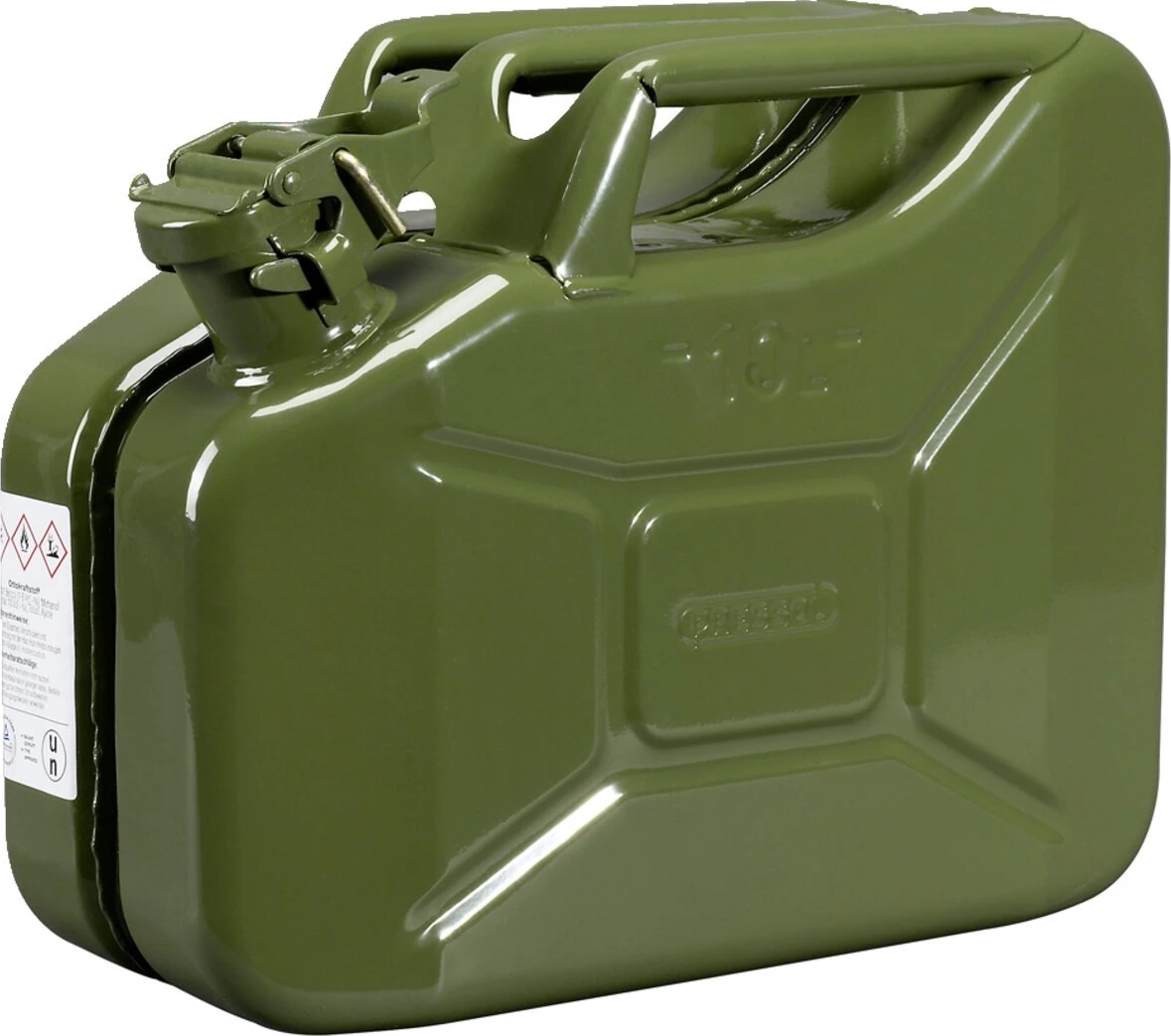 Pressol, metal jerrycan. Olive green, 10 liter, 345 mm