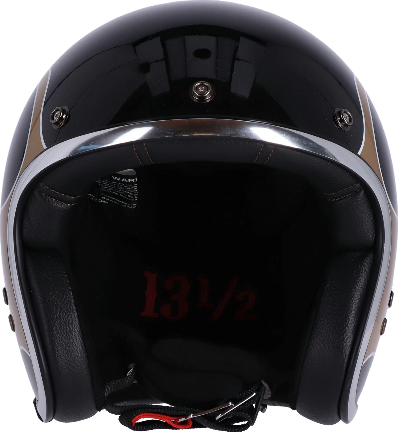 13 1/2 Skull bucket helmet, flames Black, gold, XS, Gloss