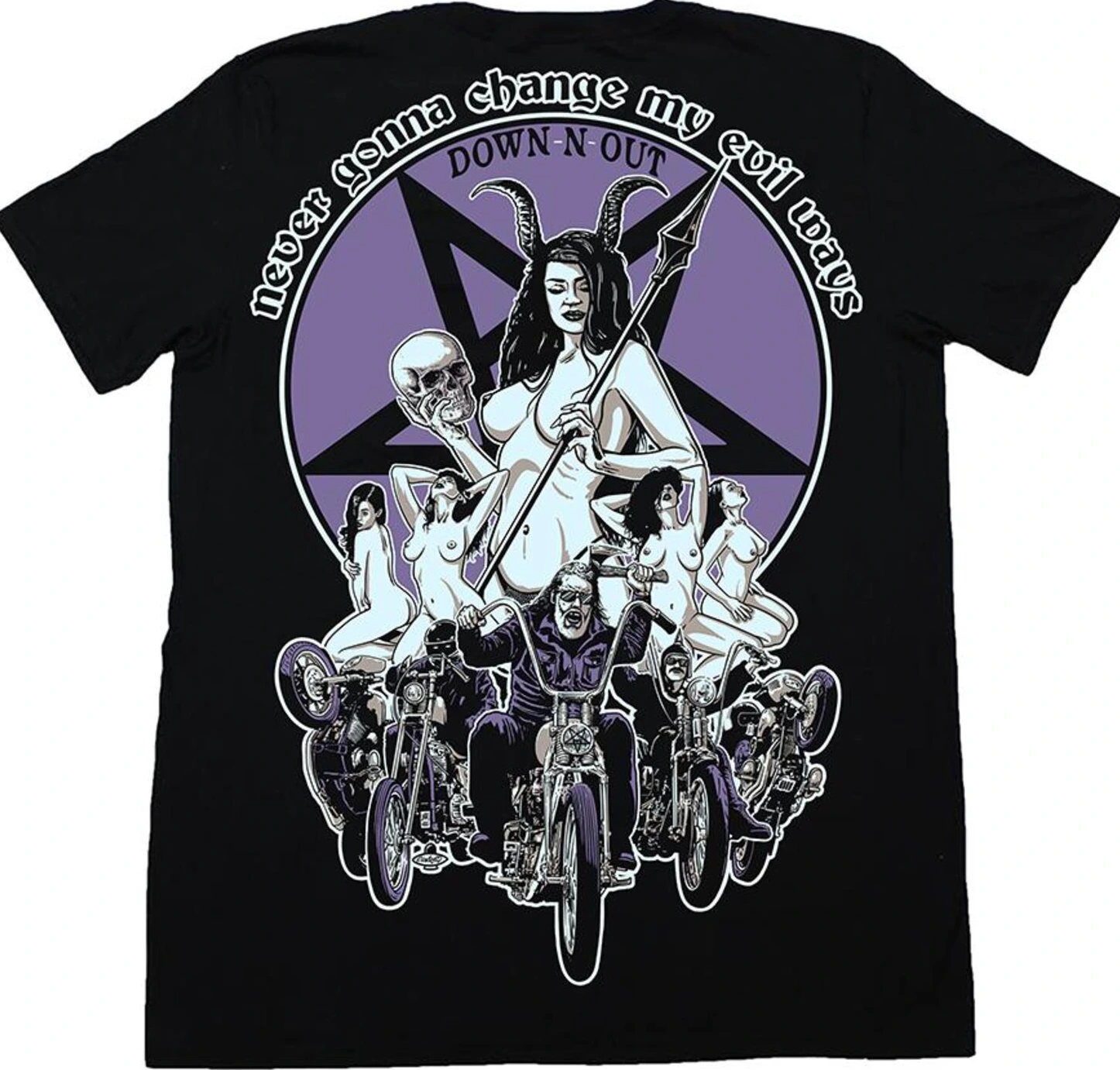 Down-N-Out Evil Ways T-shirt, Black, XL