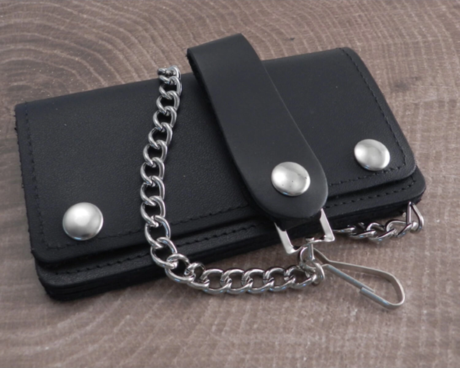 Amigaz Black Leather Biker Chain Wallet