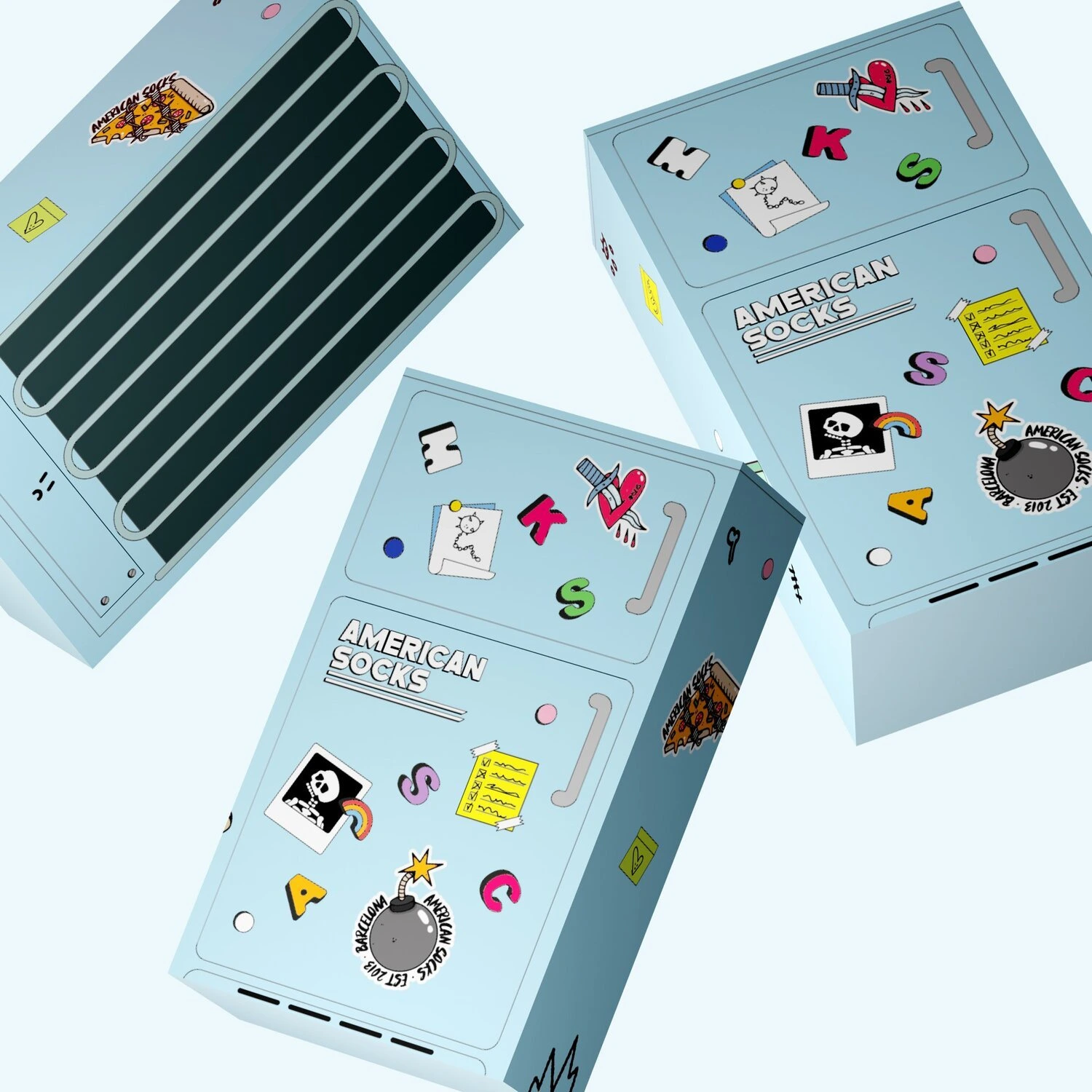 American Socks Frosty Fridge gift box, Multi-color, S/M