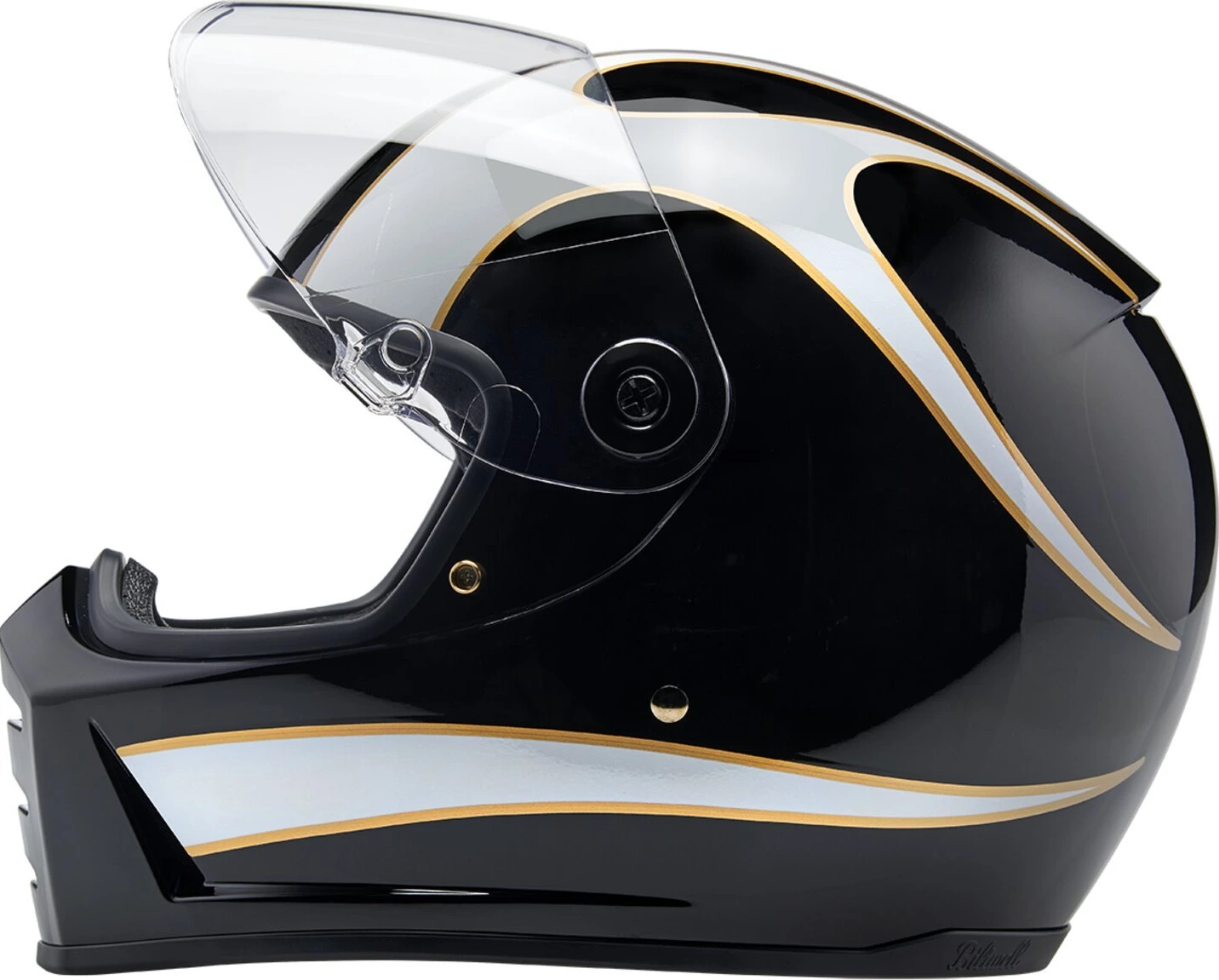 Biltwell Lane Splitter helmet, white flames Black, XS, Gloss