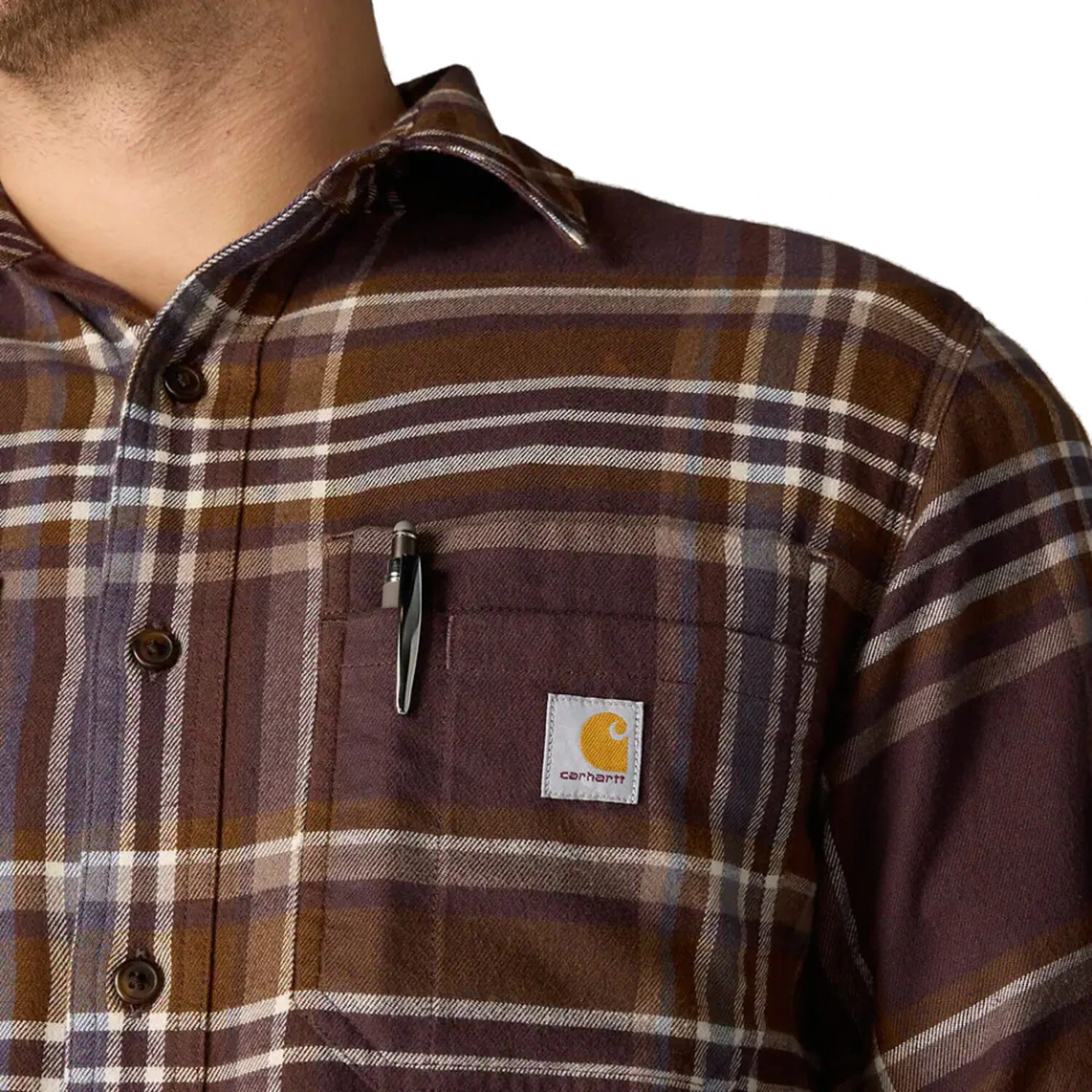 Carhartt Flannel Plaid shirt, dark sepia, L