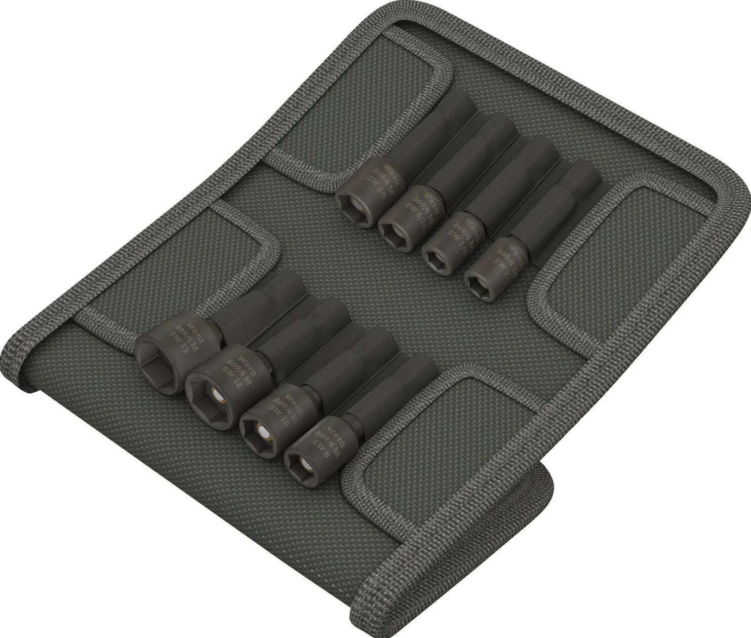 Wera 1/4" drive nutsetter set with belt pouch, Black
