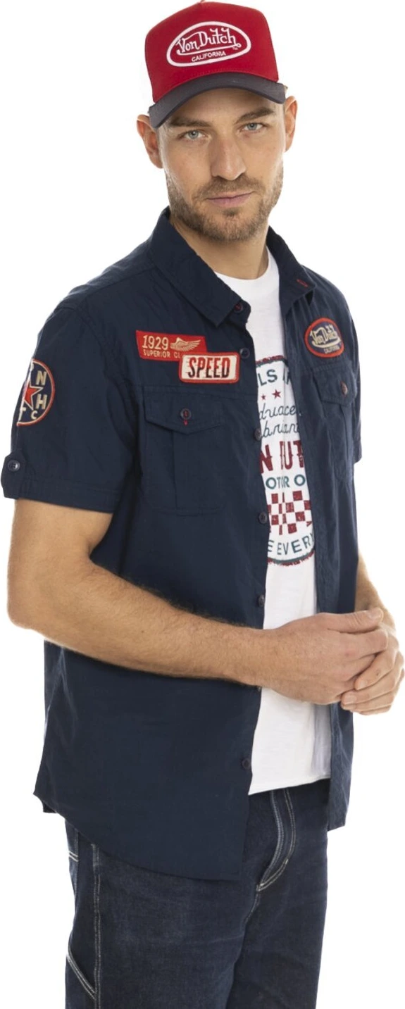 Von Dutch Popline shirt, Navy, S